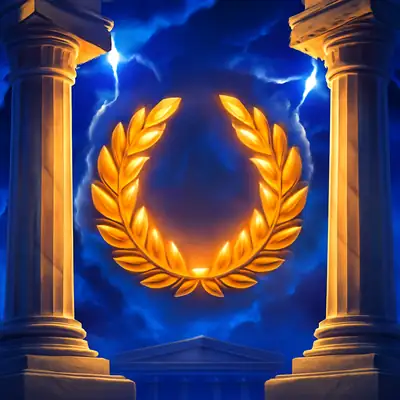 Marmeren tempel met bliksem in Book of Olympus van Apparat Gaming.